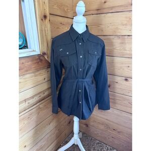 McKINLEY May wms INA Belted Shirt Jacket Dark Gray Outdoor Hiking Top Mens M